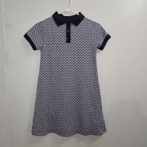 Zara Girls Mini Dress Size 13-14 Abstract Knit Polo Dress Jacquard Blue